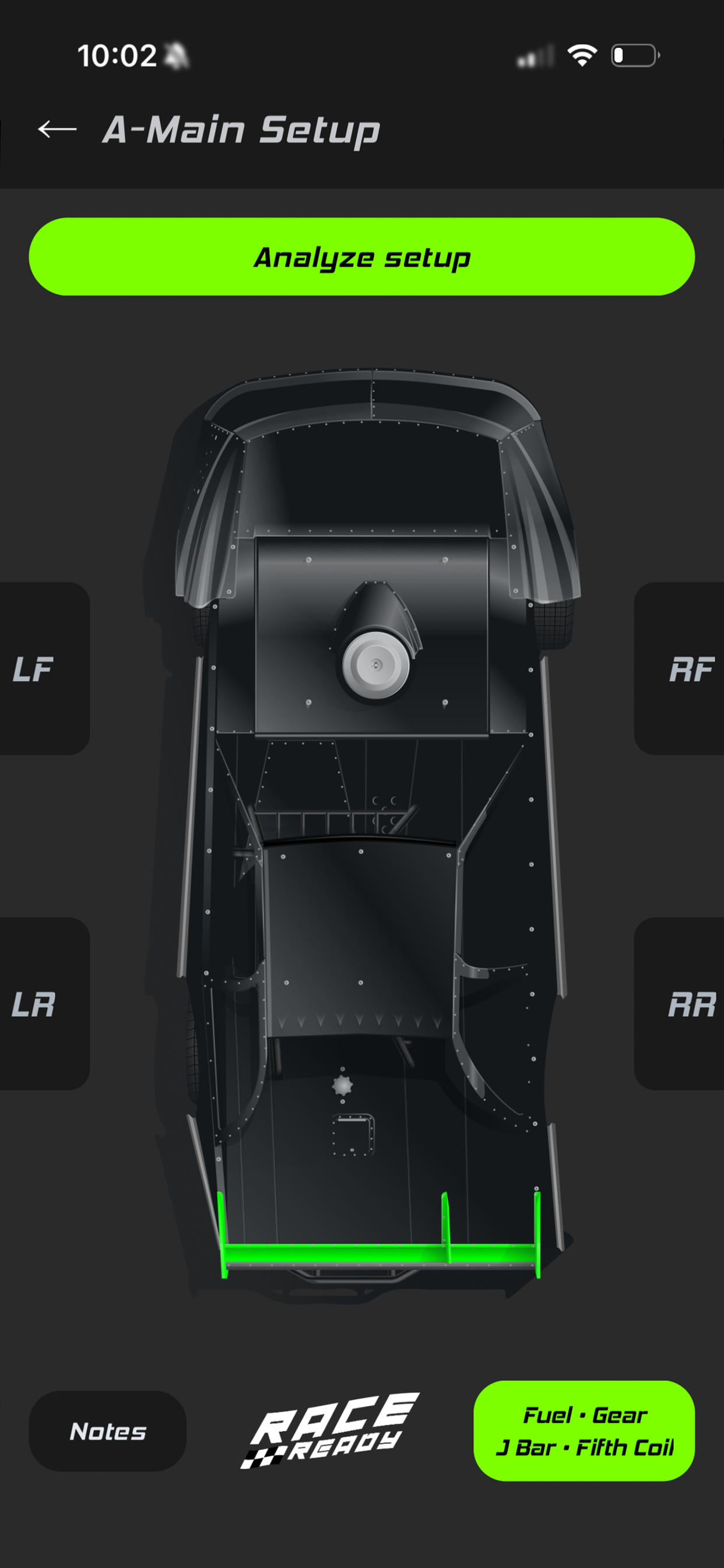 RaceReady screen one