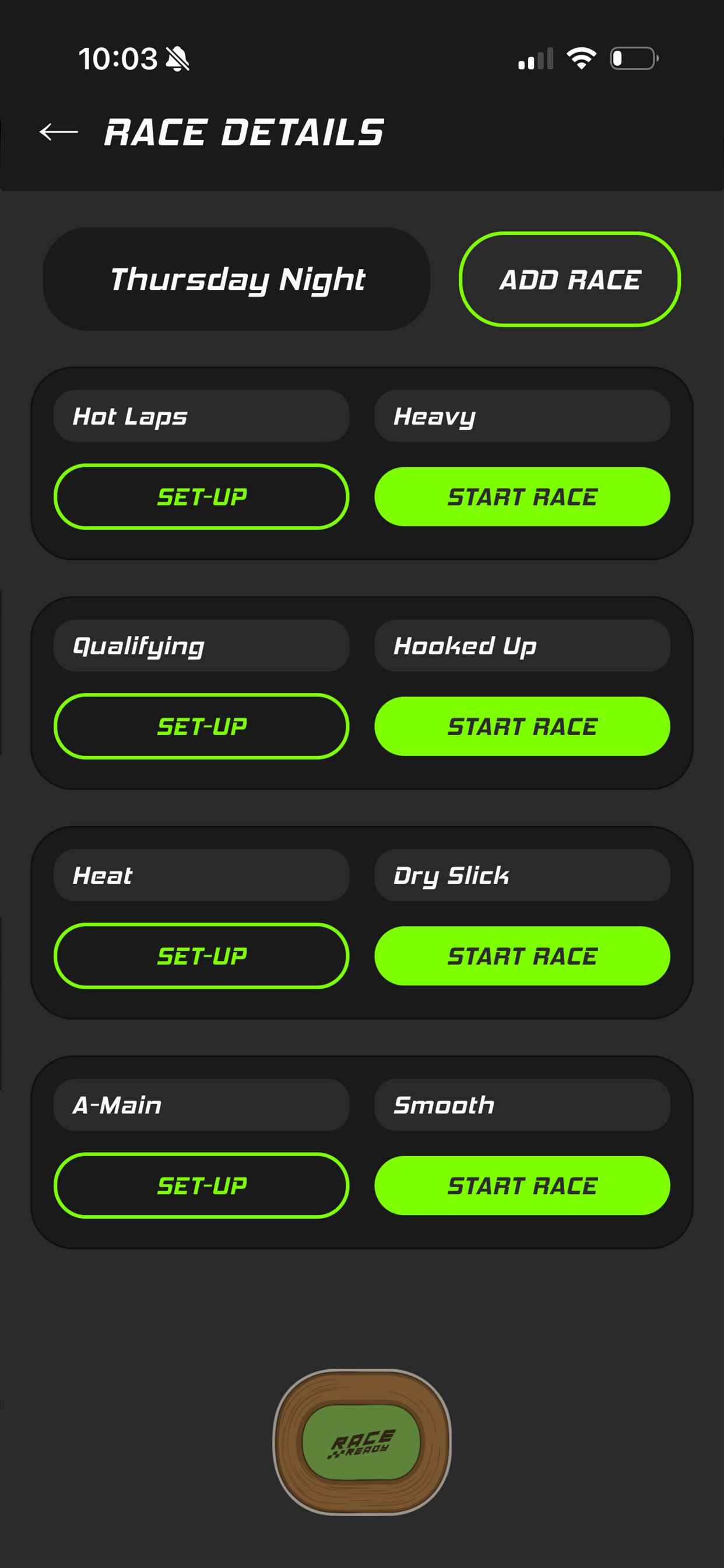 RaceReady screen four